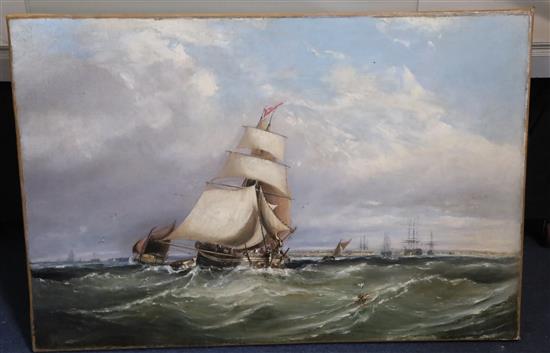 19th Century English School Shipping off Portsmouth 20.5 x 30.5in., unframed